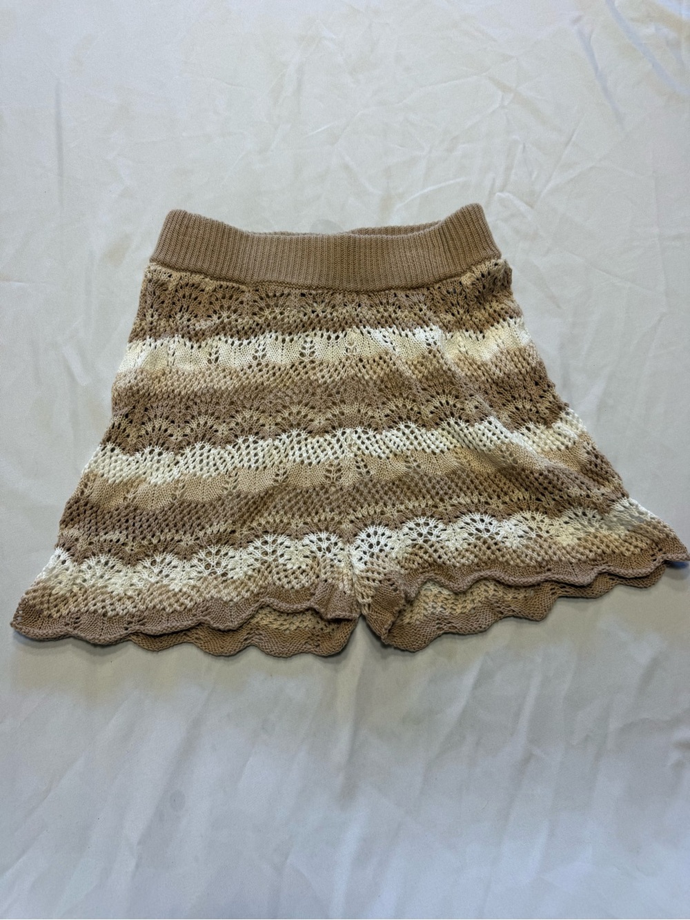 Princess Polly Beige & Cream Crochet Knit Mini Shorts